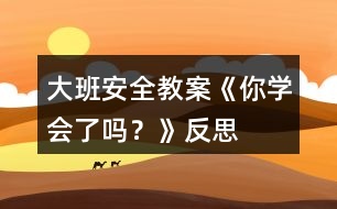 大班安全教案《你學(xué)會(huì)了嗎？》反思