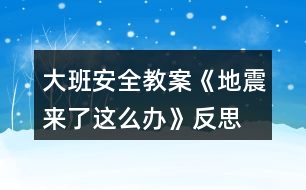 大班安全教案《地震來了這么辦》反思