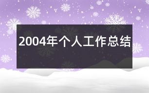 2004年個(gè)人工作總結(jié)