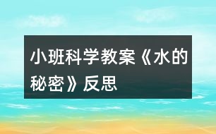 小班科學教案《水的秘密》反思
