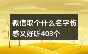 微信取個什么名字傷感又好聽403個