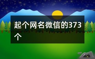 起個(gè)網(wǎng)名微信的373個(gè)