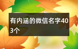 有內(nèi)涵的微信名字403個