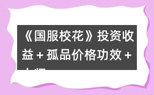 《國(guó)服?；ā吠顿Y收益＋孤品價(jià)格功效＋大師級(jí)工藝物品攻略