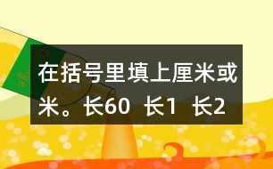 在括號里填上厘米或米。長60（  ）長1（  ）長28（  ）