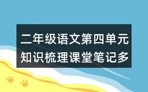 二年級(jí)語文第四單元知識(shí)梳理課堂筆記多音字
