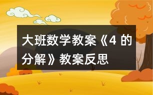 大班數(shù)學教案《4 的分解》教案反思