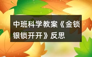 中班科學教案《金鎖、銀鎖開開》反思