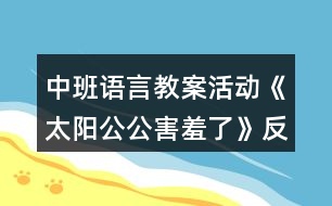 中班語(yǔ)言教案活動(dòng)《太陽(yáng)公公害羞了》反思