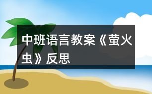 中班語言教案《螢火蟲》反思