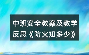 中班安全教案及教學反思《防火知多少》