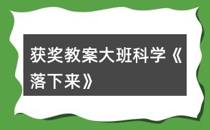 獲獎教案大班科學(xué)《落下來》