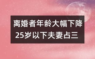 離婚者年齡大幅下降 25歲以下夫妻占三成