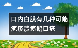 口內白膜有幾種可能：皰疹、潰瘍、鵝口瘡